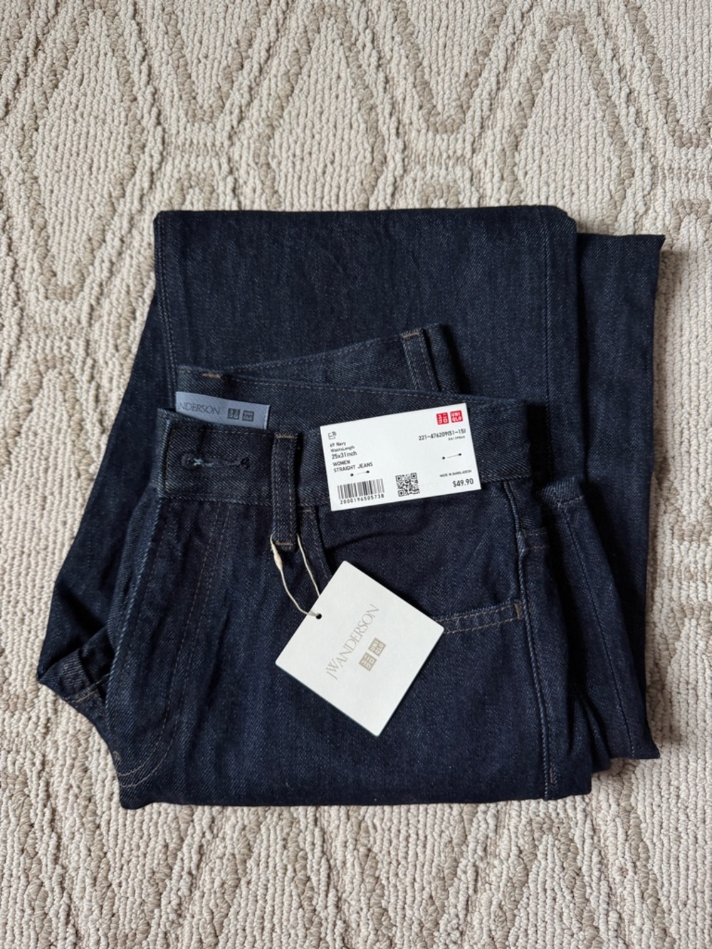 JW Anderson UNQLO | Women’s Dark Wash Jeans - Raw Denim